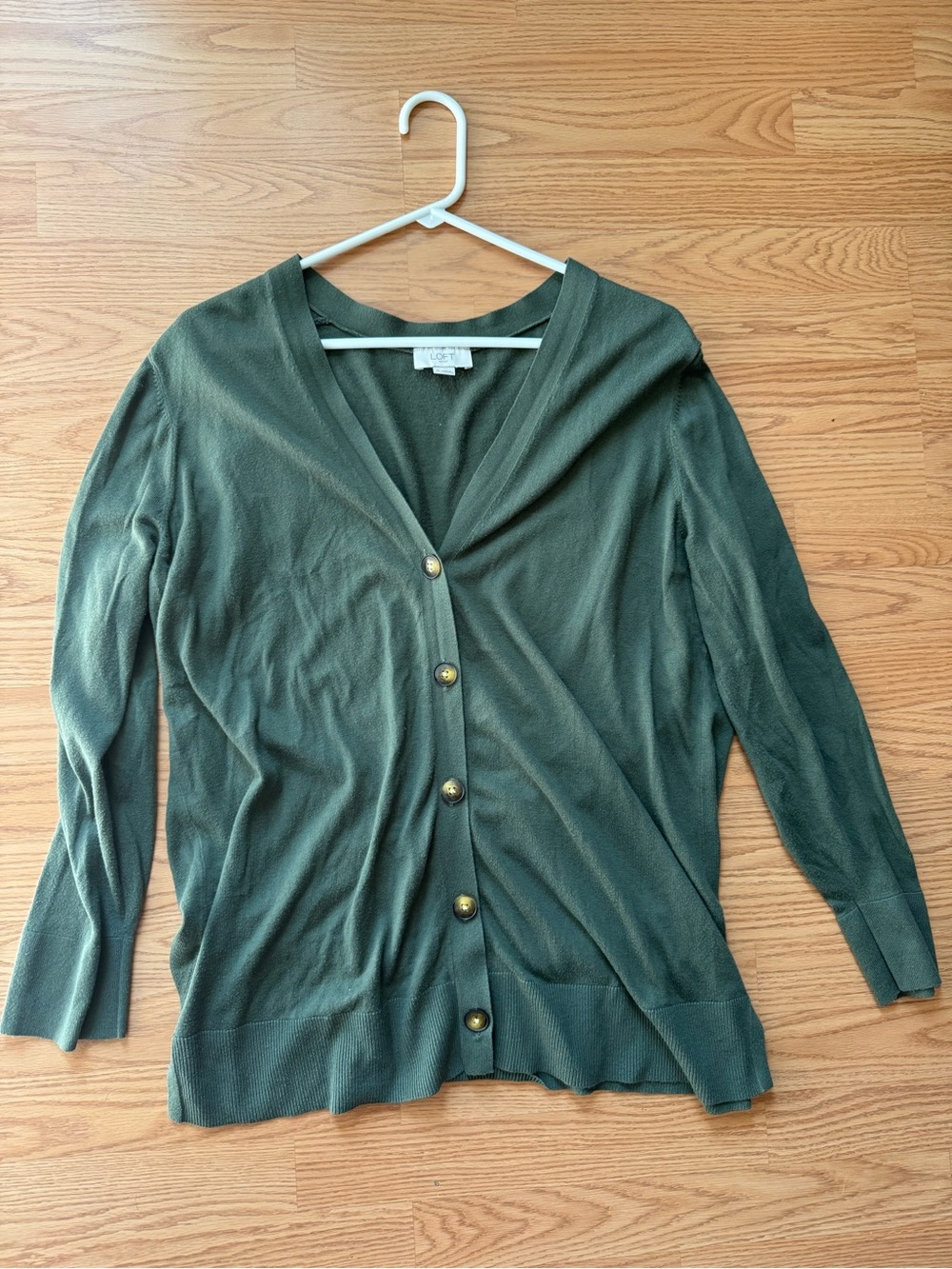 LOFT Outlet Olive Green V-Neck Button Cardigan Sweater XL